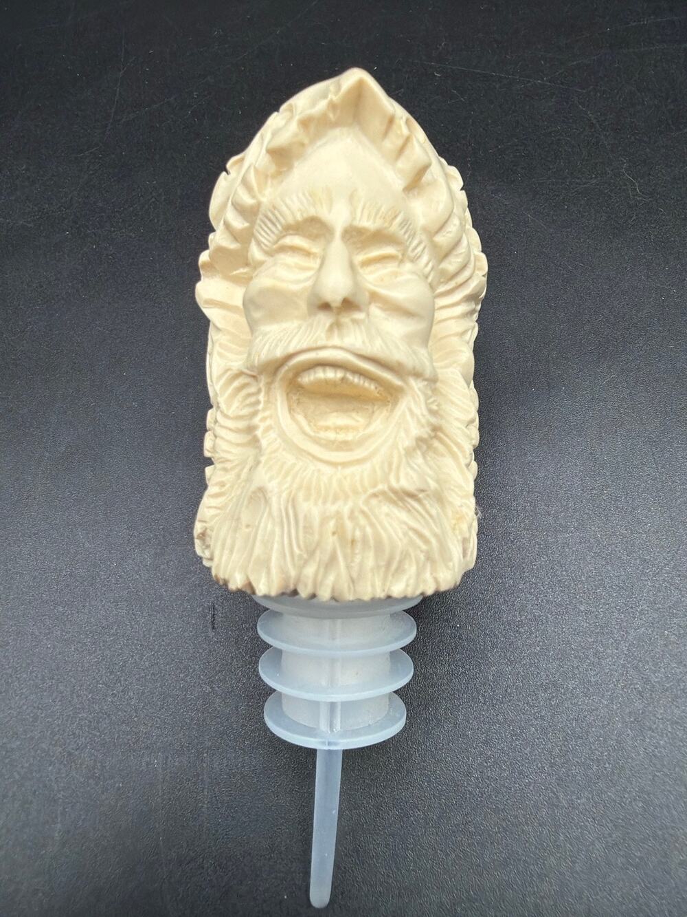 Vintage Bacchus Wine Bottle Pourer Stopper Dionysus Grapes Figural Barware